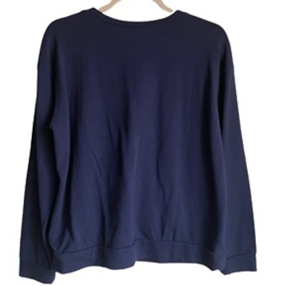 Halogen Sweatshirt  Blue Stripe Bows Medium‎ Coquette Chic Cozy NWOT - Picture 3 of 9